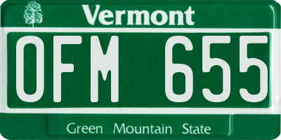VT license plate OFM655