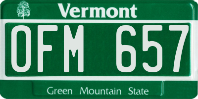 VT license plate OFM657