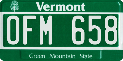 VT license plate OFM658