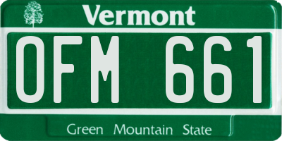 VT license plate OFM661