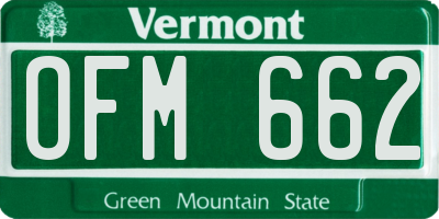 VT license plate OFM662