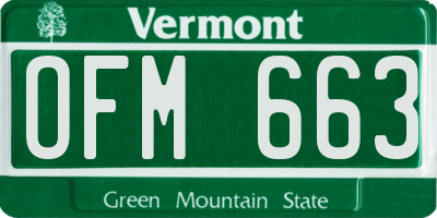 VT license plate OFM663