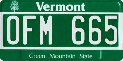 VT license plate OFM665