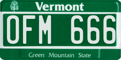 VT license plate OFM666
