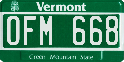 VT license plate OFM668
