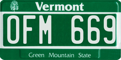 VT license plate OFM669
