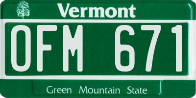 VT license plate OFM671