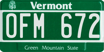 VT license plate OFM672