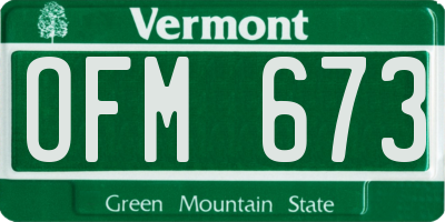 VT license plate OFM673