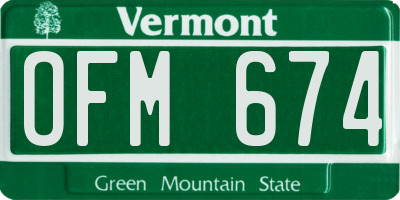 VT license plate OFM674