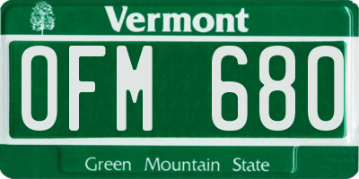 VT license plate OFM680