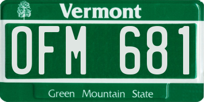 VT license plate OFM681