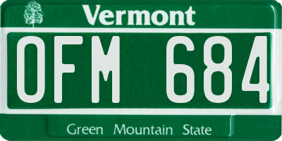 VT license plate OFM684