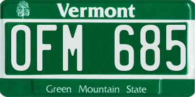 VT license plate OFM685
