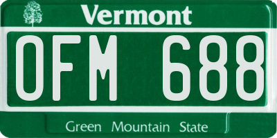 VT license plate OFM688