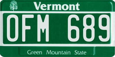 VT license plate OFM689