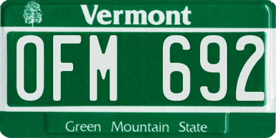VT license plate OFM692