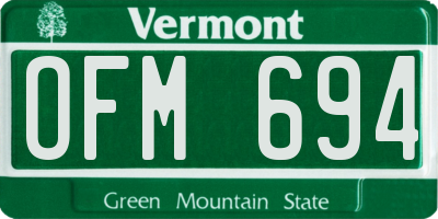 VT license plate OFM694