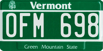 VT license plate OFM698