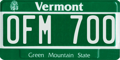 VT license plate OFM700