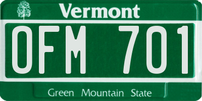 VT license plate OFM701