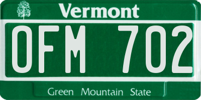 VT license plate OFM702