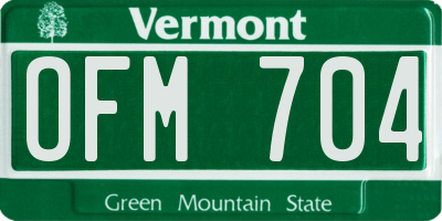 VT license plate OFM704