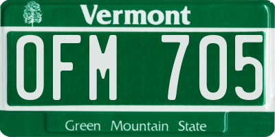 VT license plate OFM705