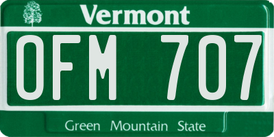 VT license plate OFM707
