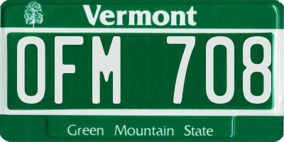 VT license plate OFM708