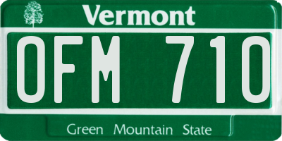 VT license plate OFM710