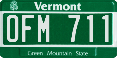 VT license plate OFM711