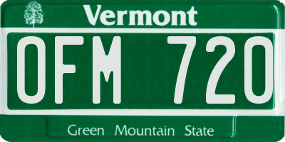 VT license plate OFM720