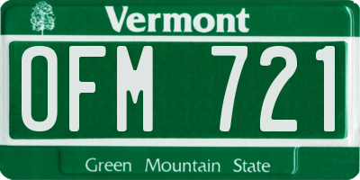 VT license plate OFM721