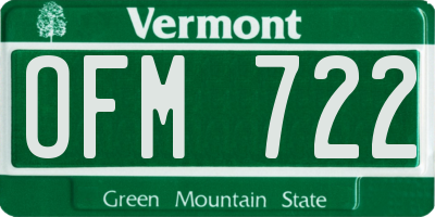 VT license plate OFM722