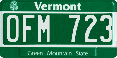 VT license plate OFM723