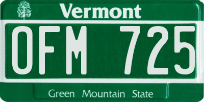 VT license plate OFM725