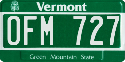 VT license plate OFM727