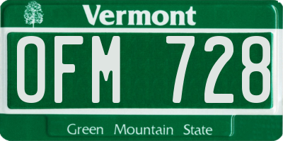 VT license plate OFM728