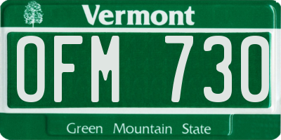 VT license plate OFM730