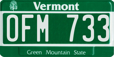VT license plate OFM733