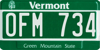 VT license plate OFM734