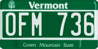 VT license plate OFM736