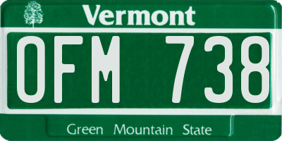 VT license plate OFM738