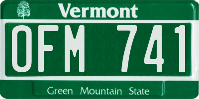 VT license plate OFM741
