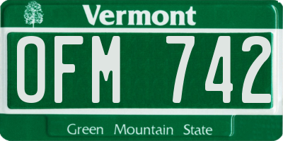 VT license plate OFM742