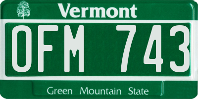 VT license plate OFM743