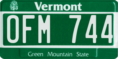 VT license plate OFM744