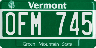 VT license plate OFM745