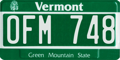 VT license plate OFM748